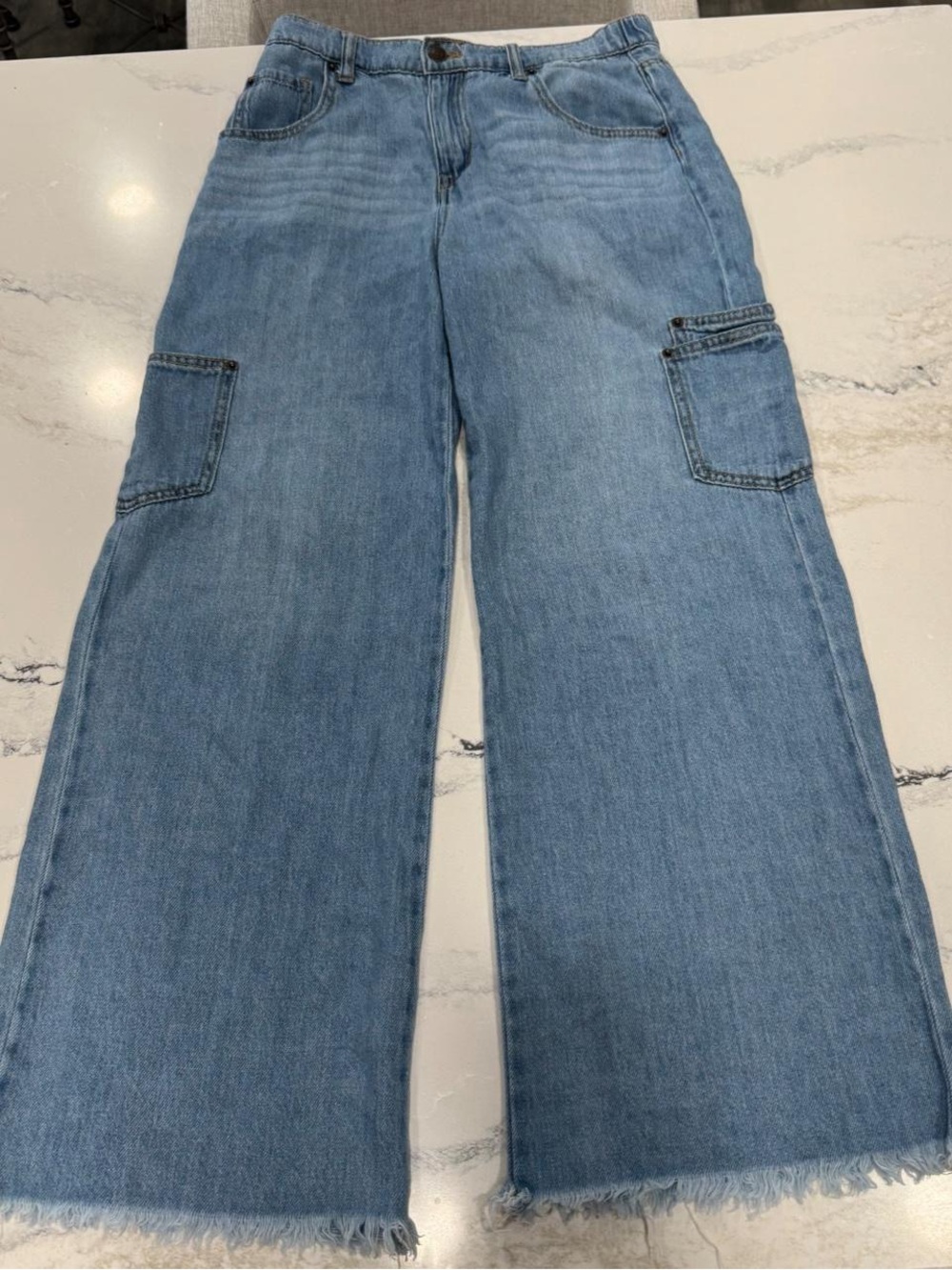 Like New GB girls light blue denim jeans with contrast stitching size 14